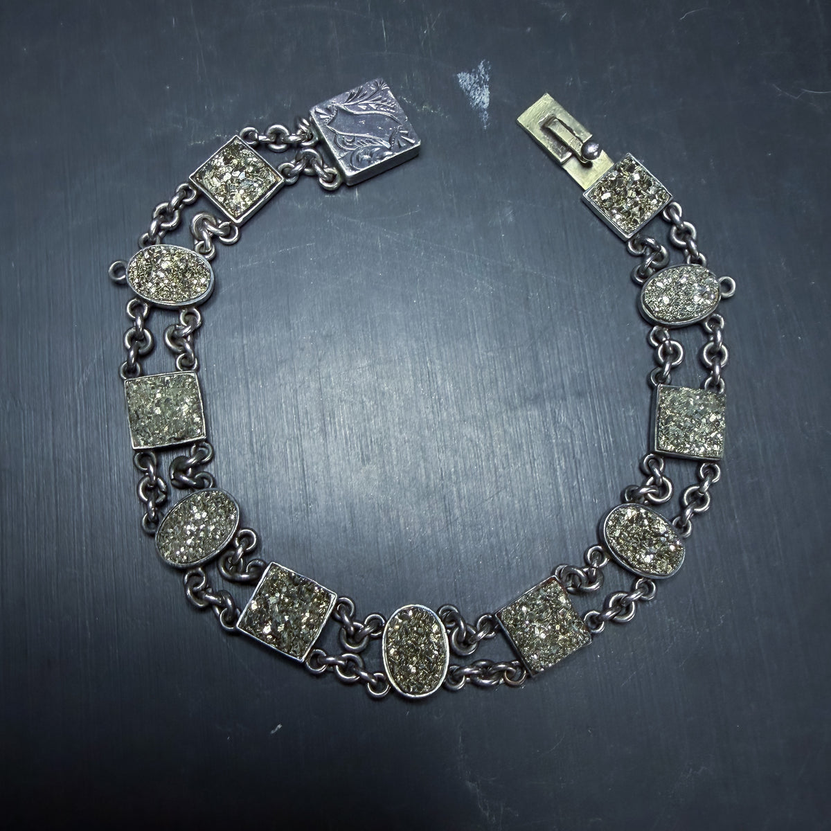 Art Deco Pyrite Bracelet Sterling c. 1930