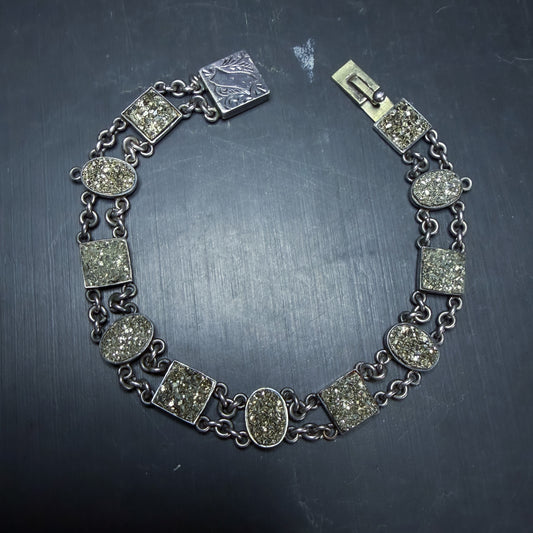 Art Deco Pyrite Bracelet Sterling c. 1930