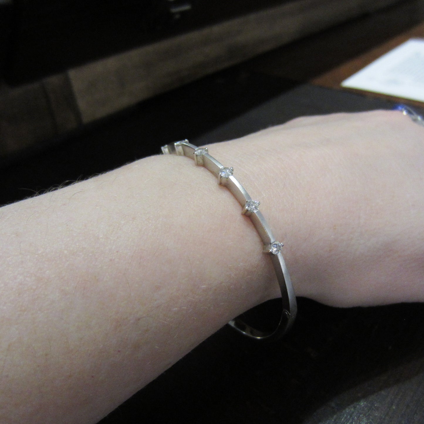 Estate Hinged Diamond Bangle 18kw c. 2000