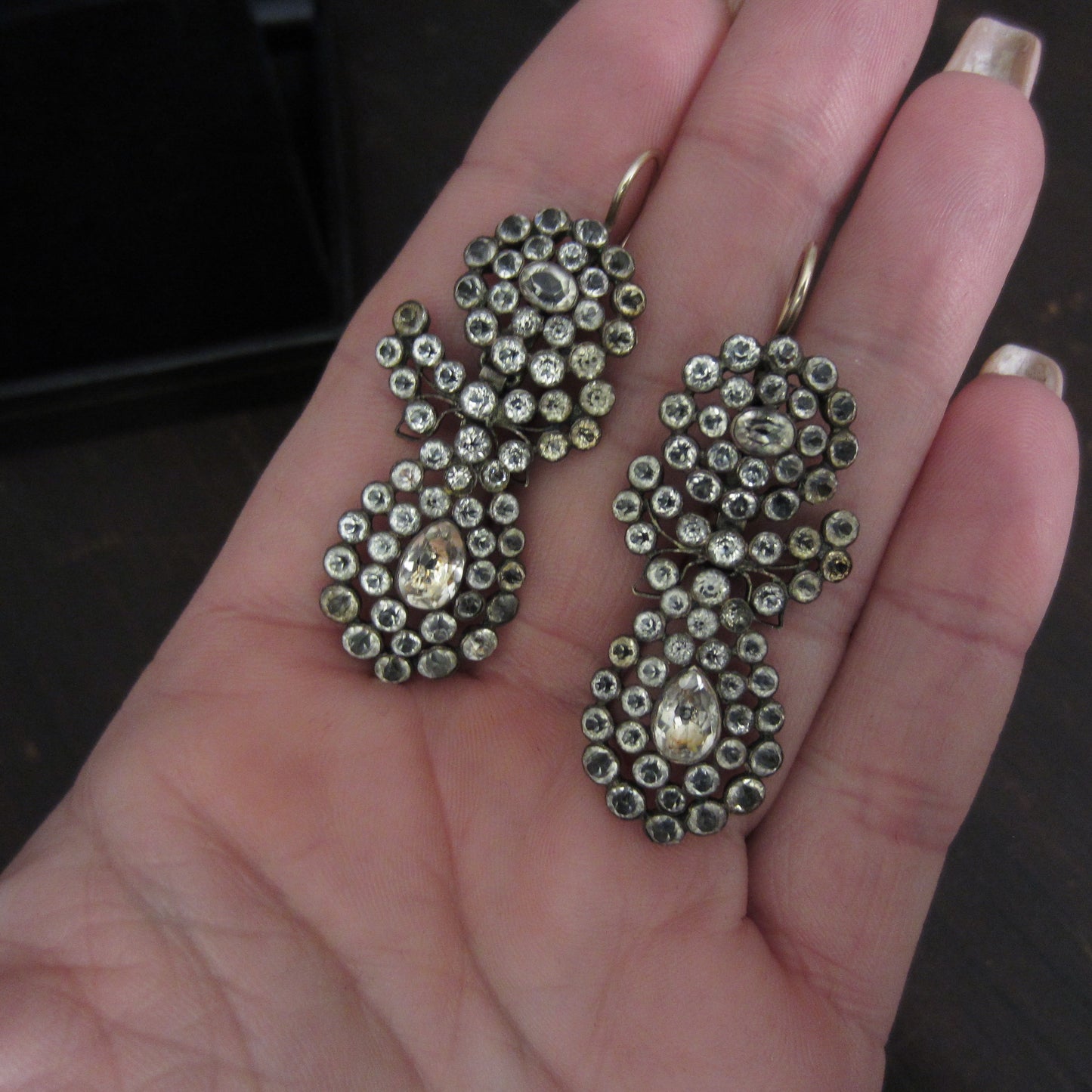 Georgian 18th Century Paste Earrings Silver/9k c. 1780