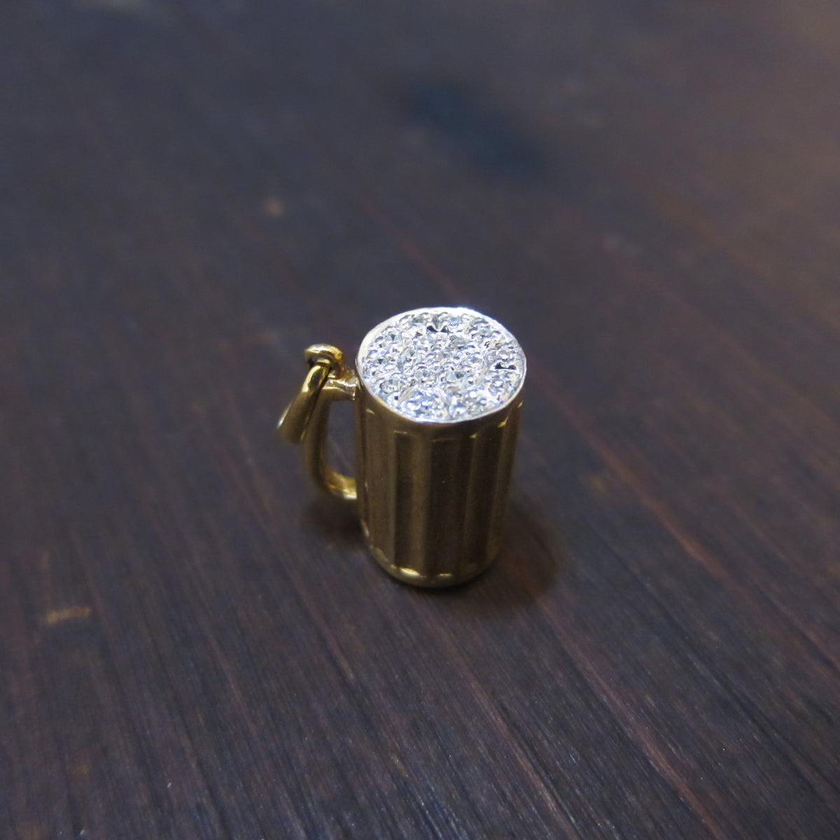 Vintage Diamond Mug of Beer Charm 14k c. 1960