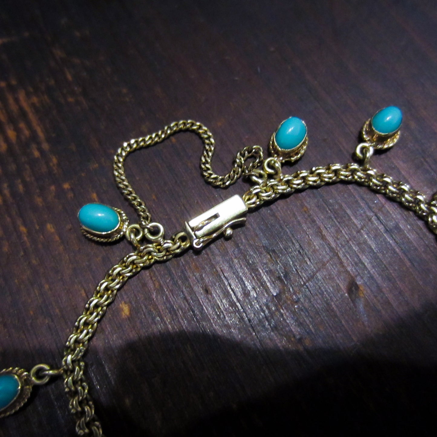 Mid-Century Turquoise Charm Bracelet 14k c. 1960