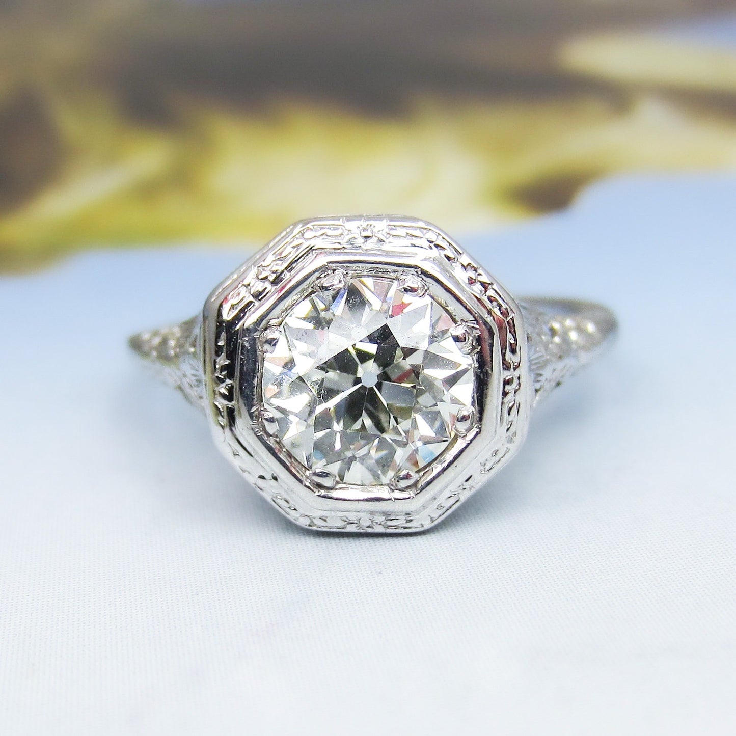 Art Deco Old European 1.71ct Diamond Engagement Ring 18k c. 1920