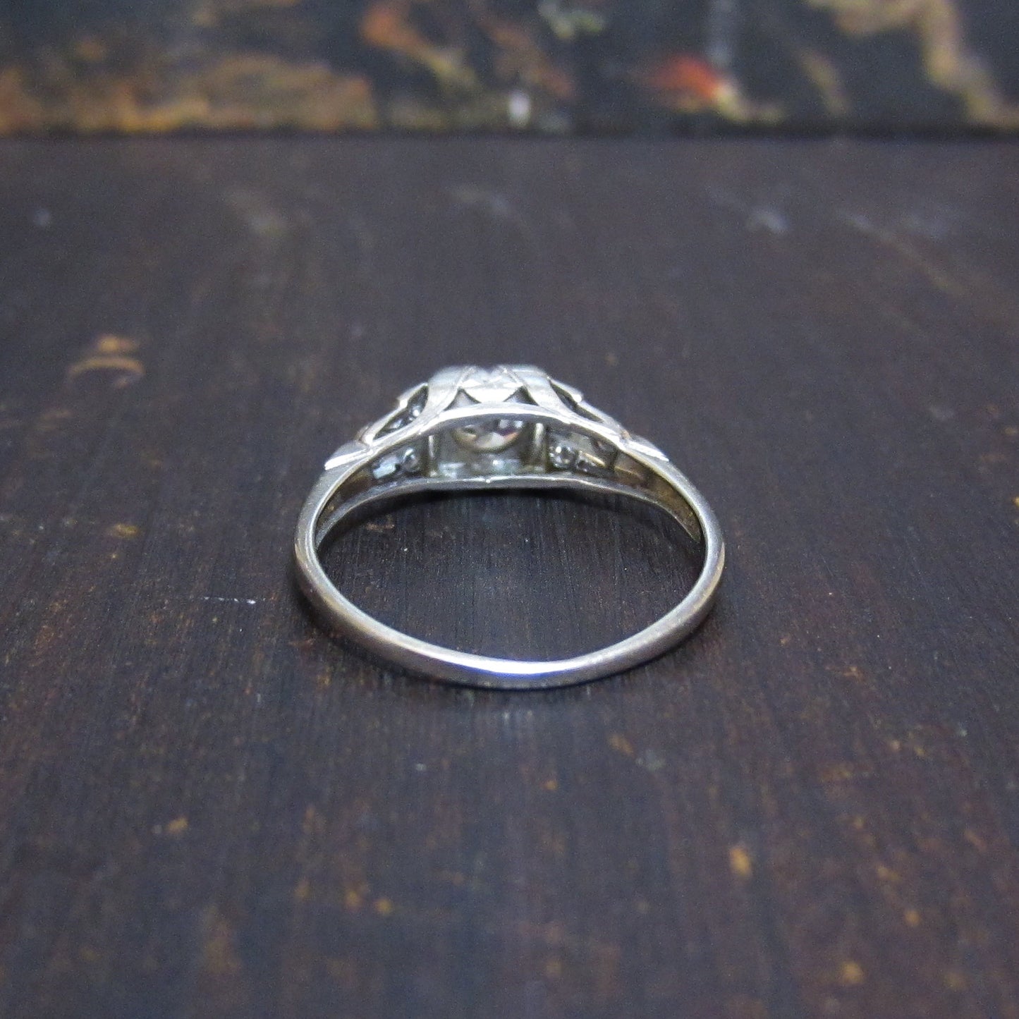 Art Deco Old European .41ct Diamond Ring 18k c. 1920