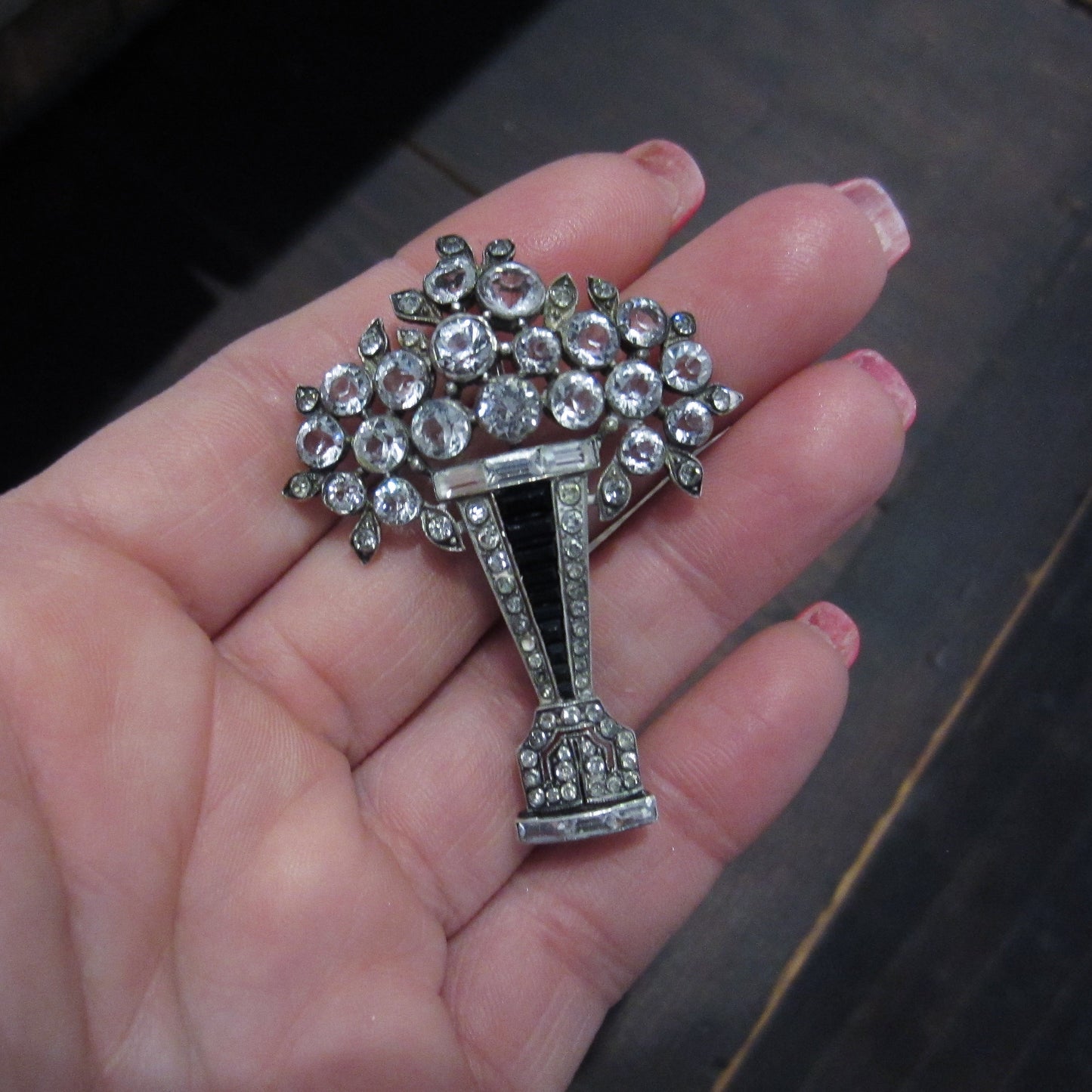 Art Deco Paste Bouquet Brooch Sterling, Knoll and Pregizer, Germany c. 1920