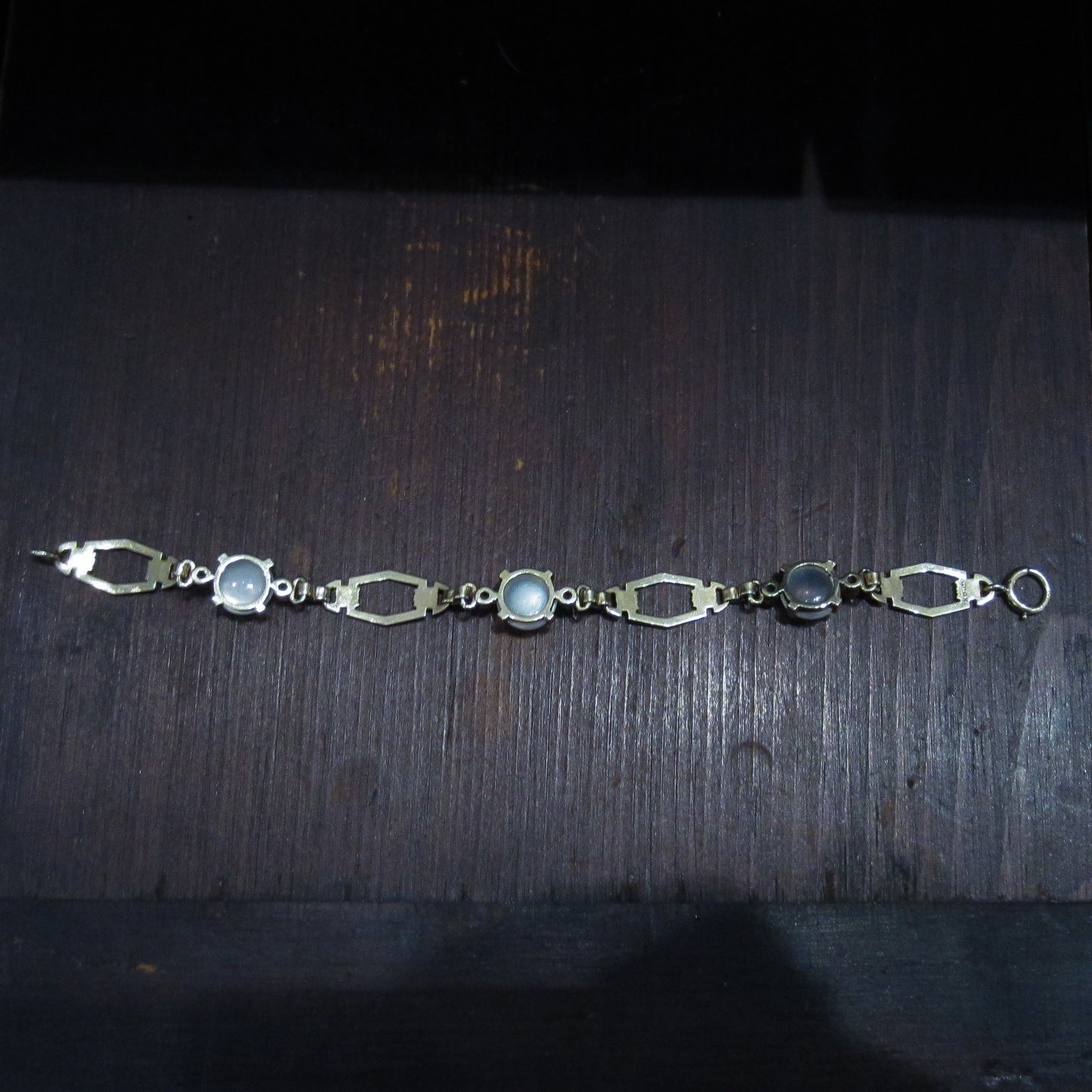 SOLD Retro Moonstone and Ruby Bracelet 14k c. 1940