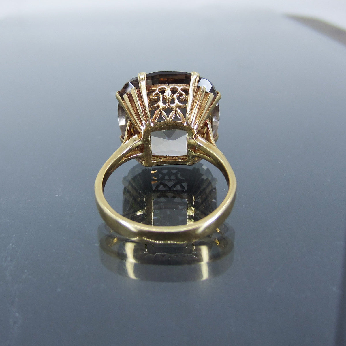 Mid-Century Smoky Quartz Ring 18k c. 1960