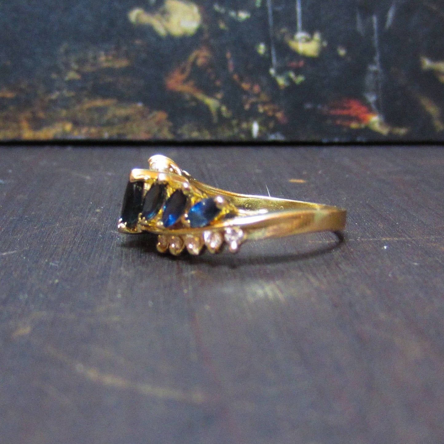 Vintage Sapphire and Diamond Band 14k c. 1990