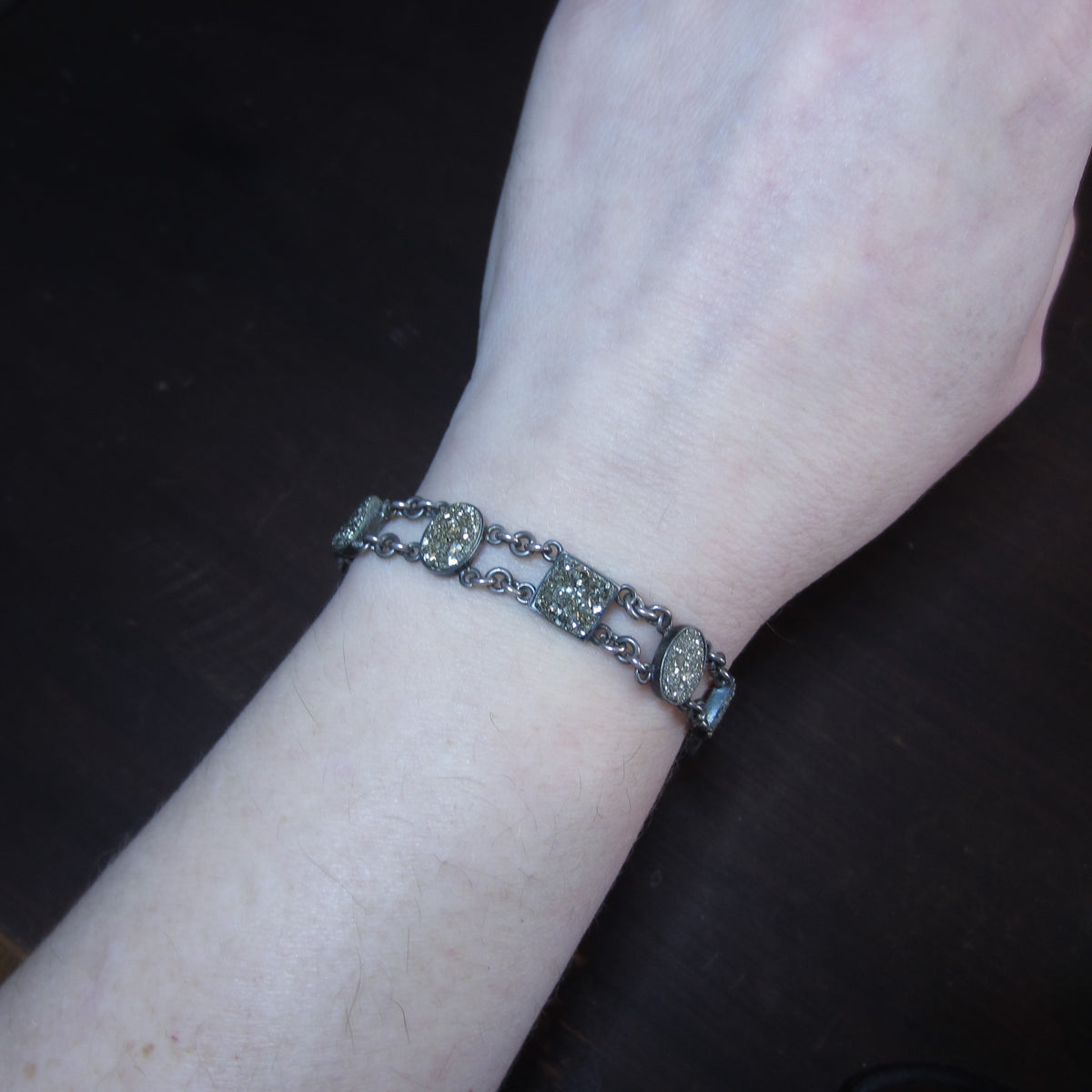 Art Deco Pyrite Bracelet Sterling c. 1930