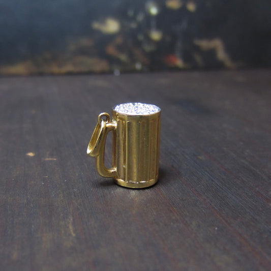 Vintage Diamond Mug of Beer Charm 14k c. 1960