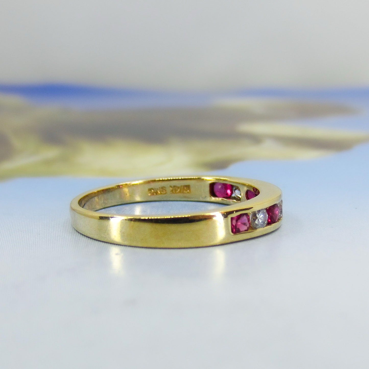 Vintage Ruby and Diamond Band 14k c. 1980