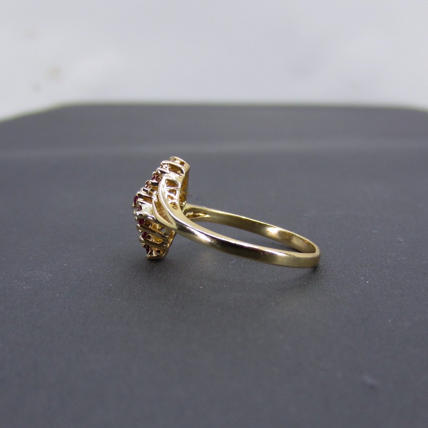 Vintage Ruby and Diamond Lightning Bolt Ring 14k c. 1980