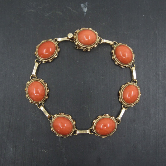 Vintage Coral Bracelet 14k c. 1960