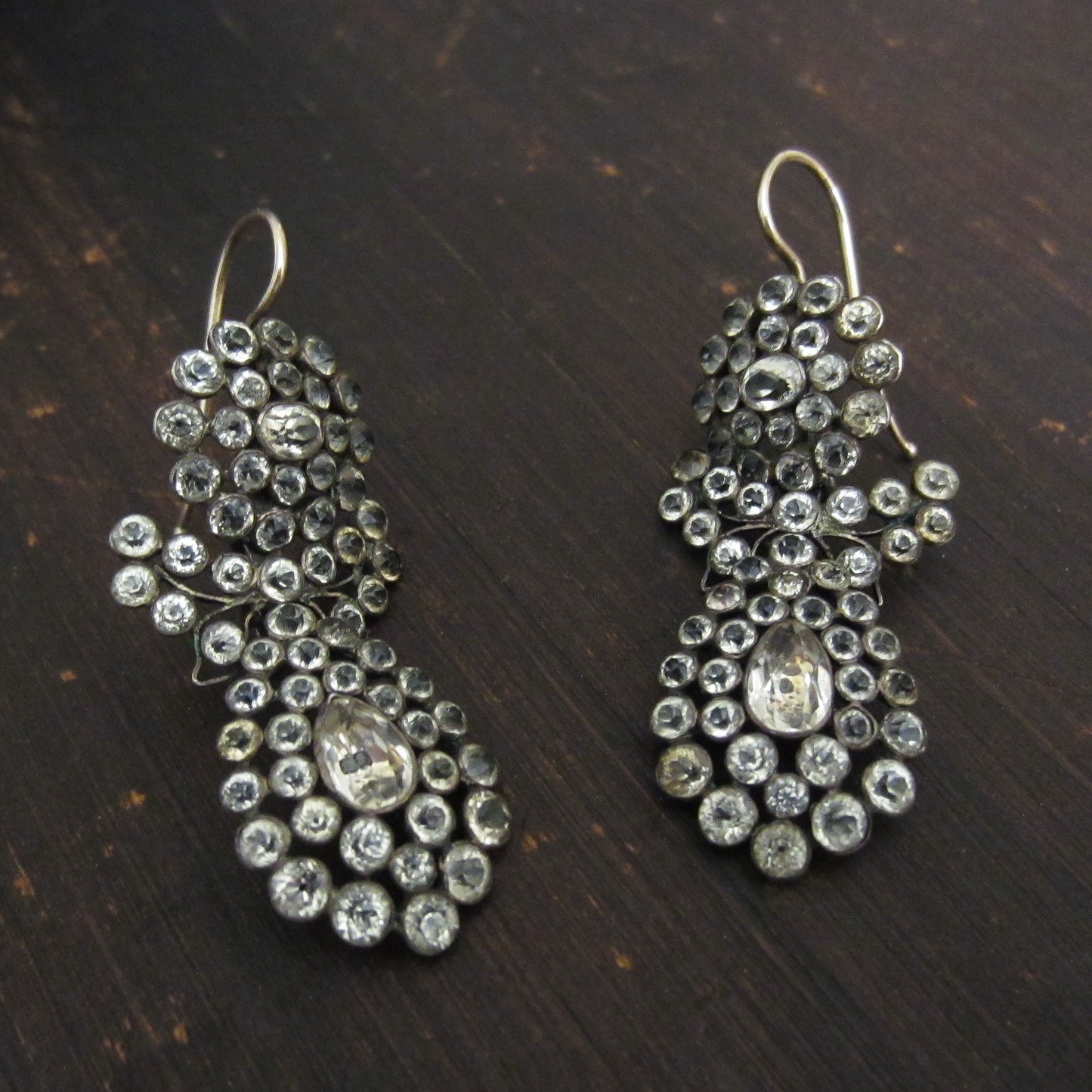 Georgian 18th Century Paste Earrings Silver/9k c. 1780