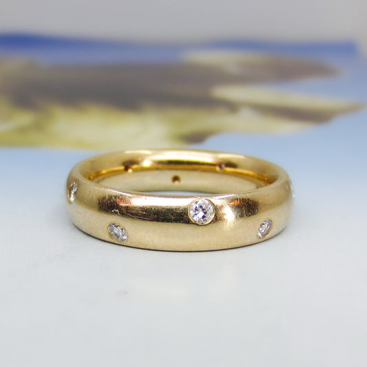 Vintage Diamond Polka Dot 5mm Eternity Band 14k Size 8
