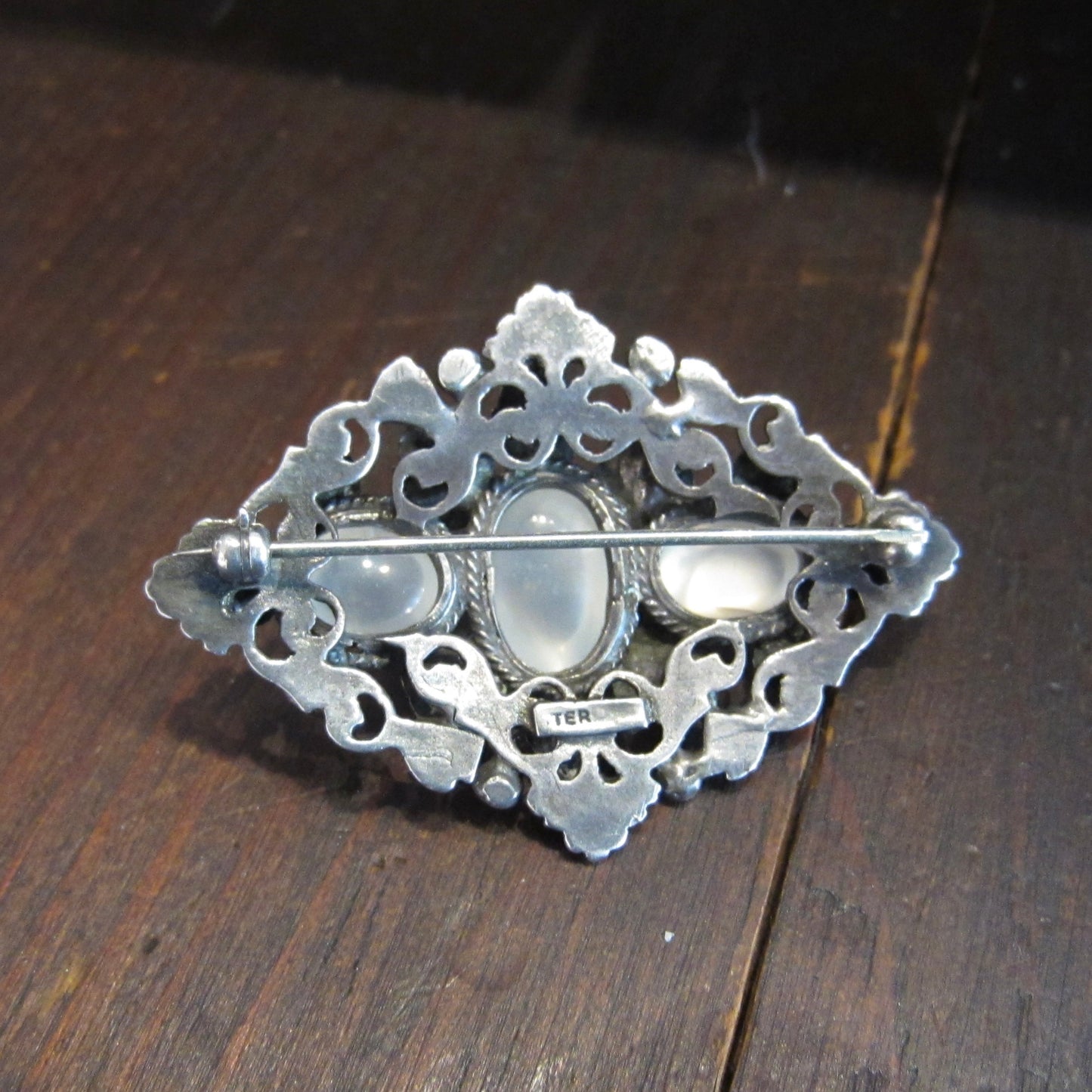 Arts and Crafts Sterling Silver Moonstone Brooch c. 1910