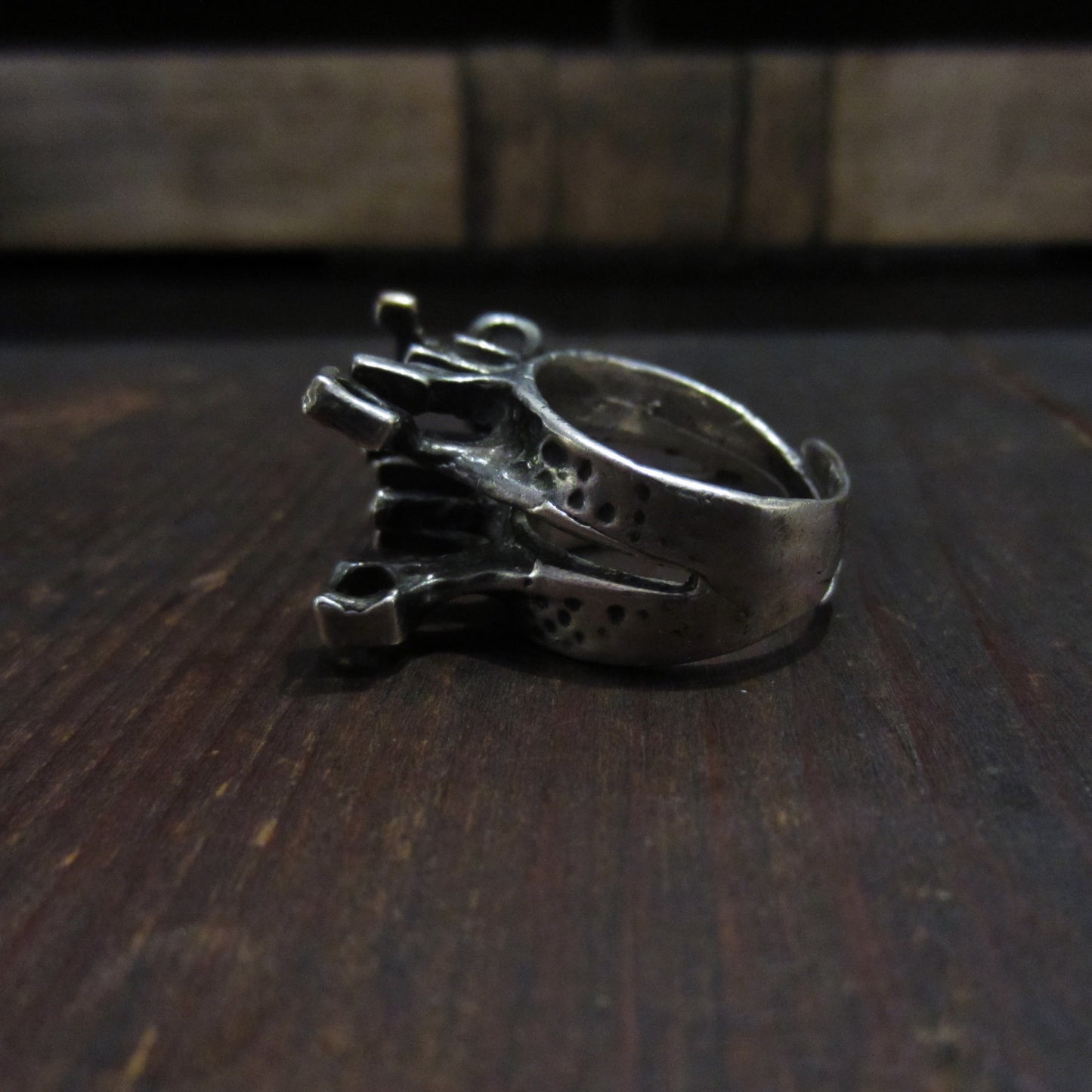 Big Brutalist Ring Sterling, size 10 London 1967