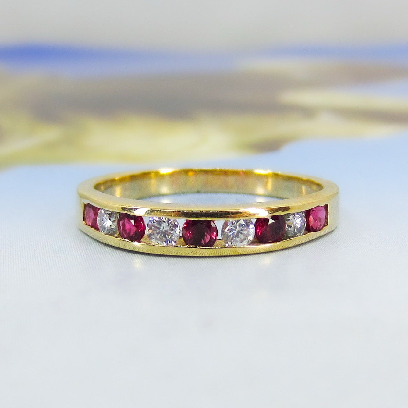 Vintage Ruby and Diamond Band 14k c. 1980