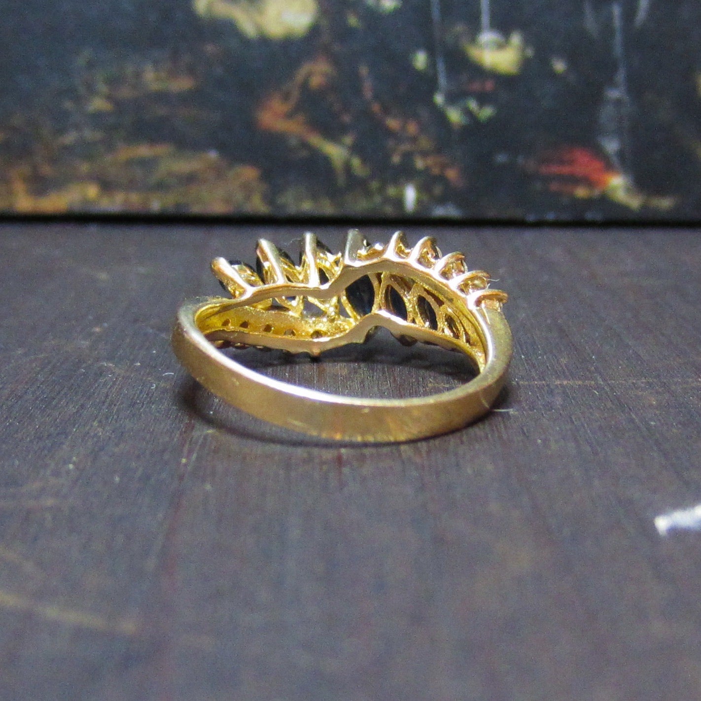 Vintage Sapphire and Diamond Band 14k c. 1990