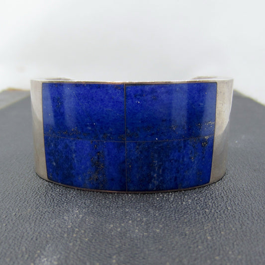 Huge Vintage Lapis Cuff Sterling, Mexico c. 1970