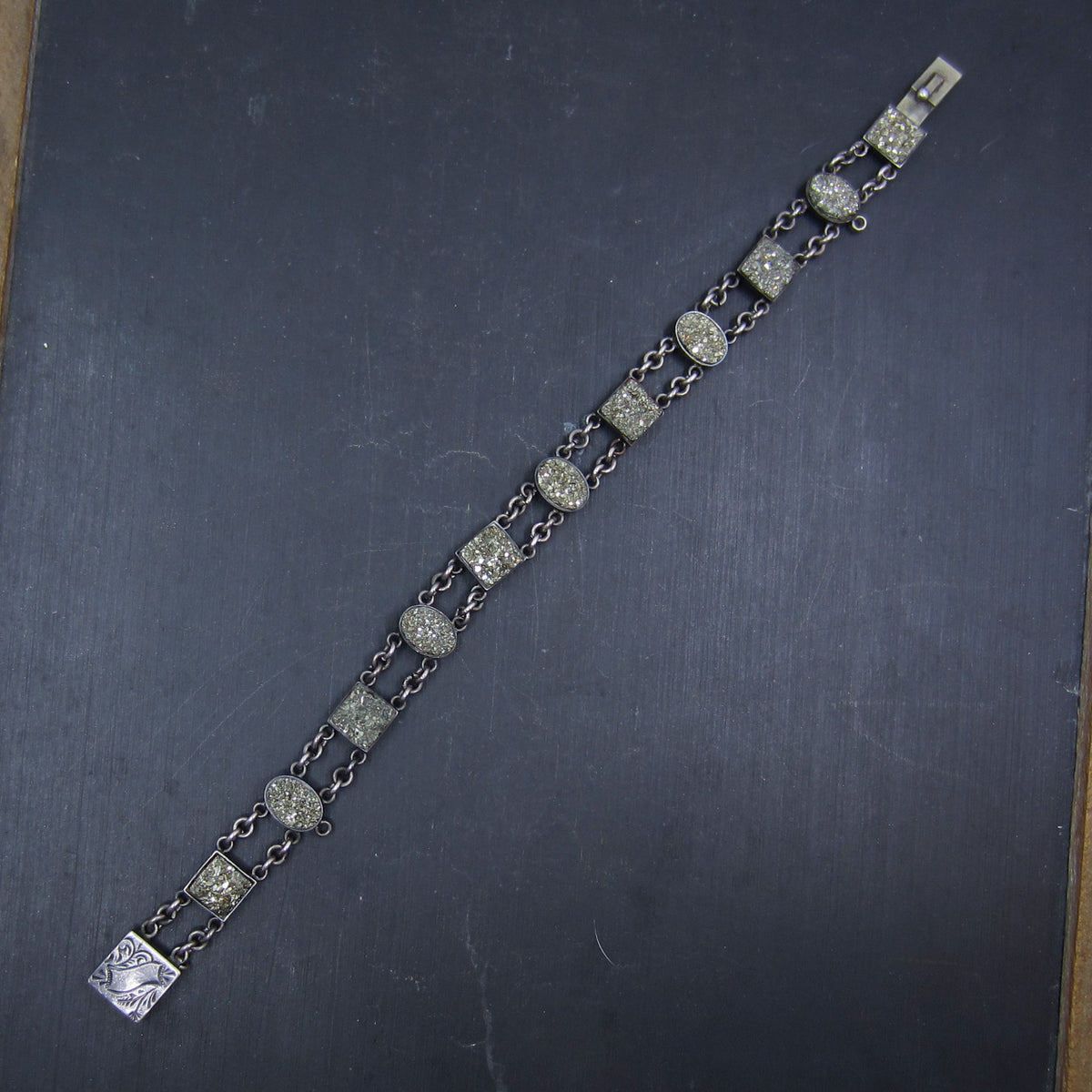 Art Deco Pyrite Bracelet Sterling c. 1930