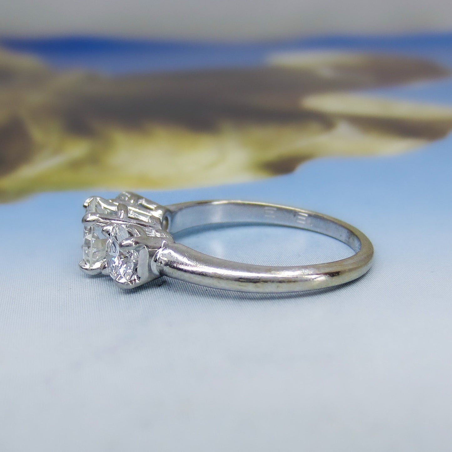 Vintage Three Diamond Engagement Ring 14k c. 1978