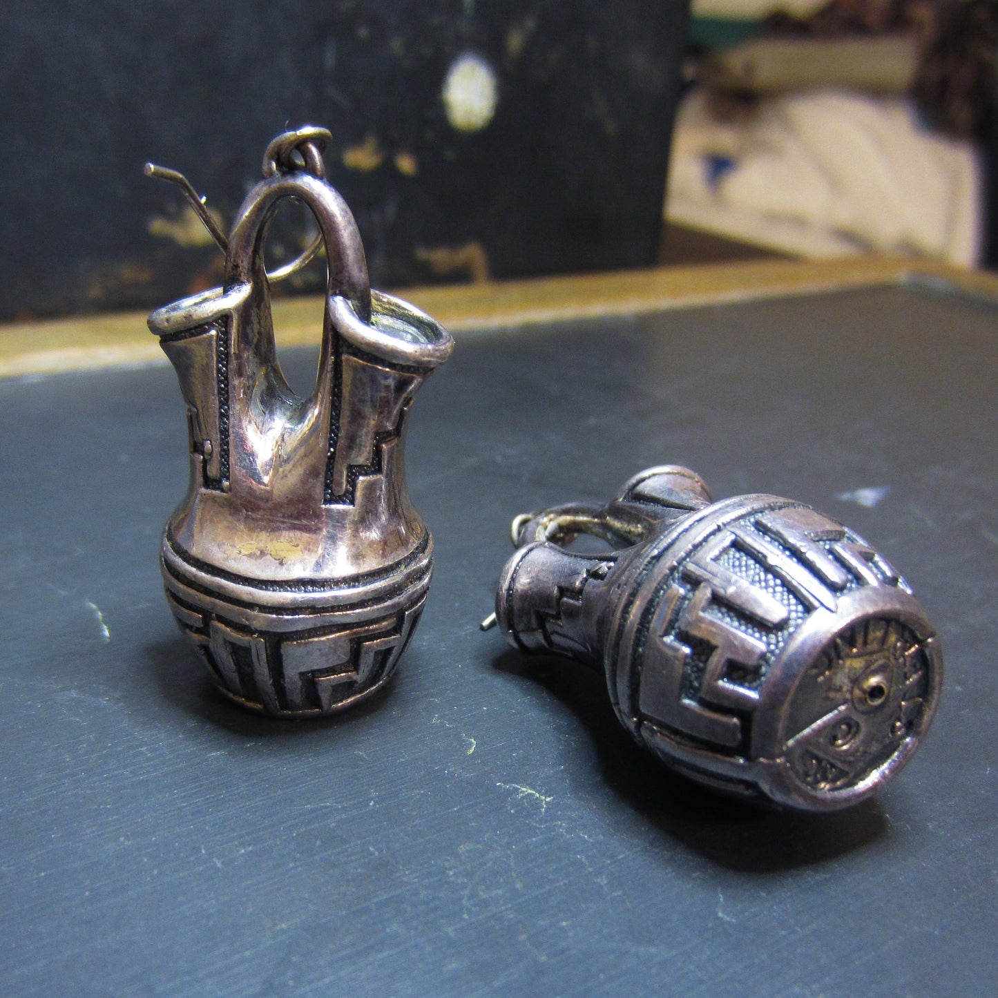 Vintage Native American Wedding Vase Earrings Sterling c. 1980