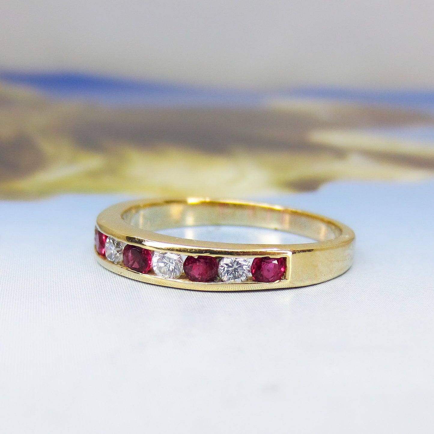 Vintage Ruby and Diamond Band 14k c. 1980
