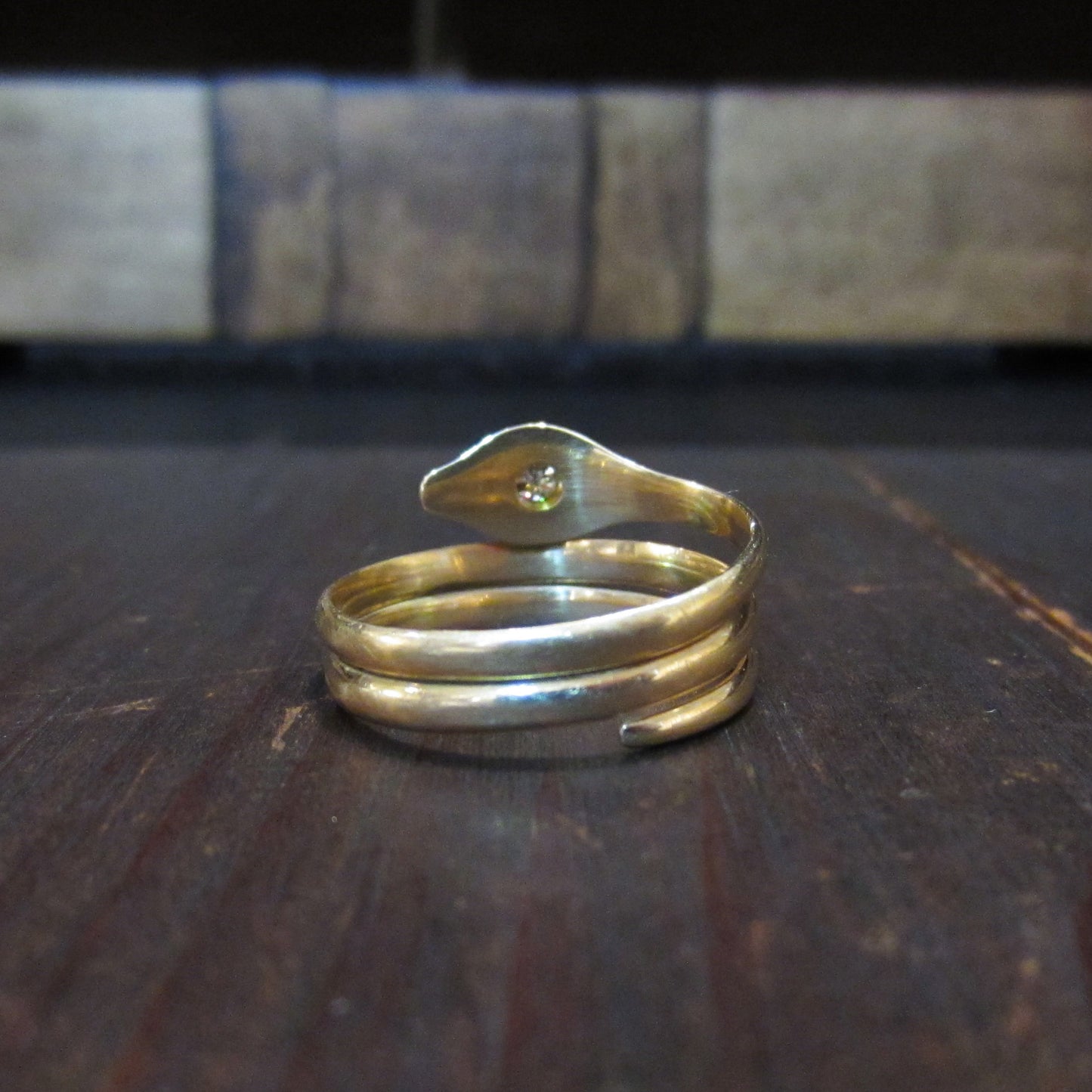 Victorian Old Mine Diamond Snake Ring 14k c. 1890, size 10