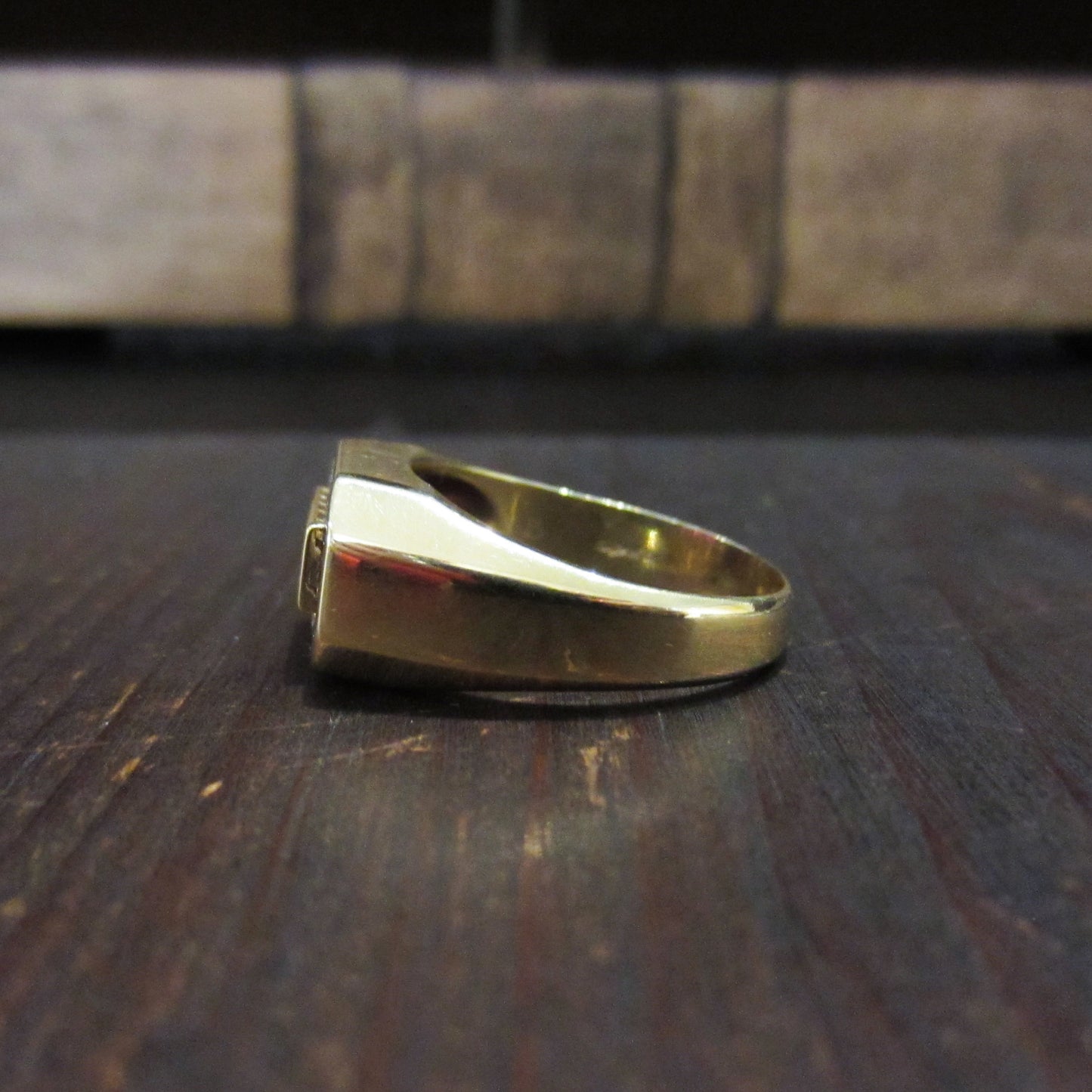 Vintage Ruby and Diamond Signet Ring 14k c. 1970