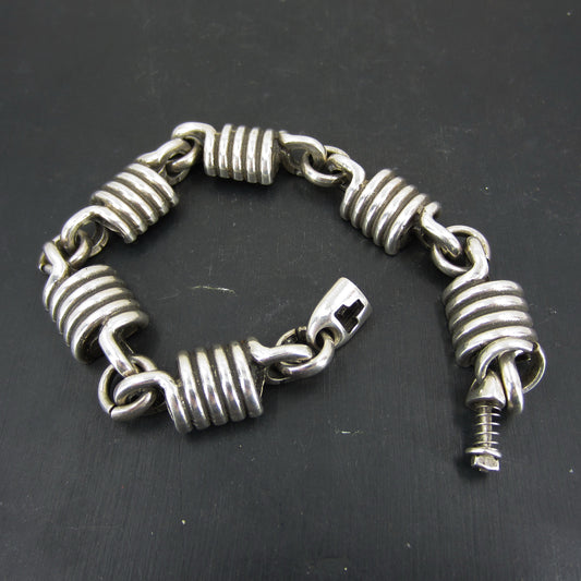 Men's Post Modern Coil Bracelet Sterling c. 1990