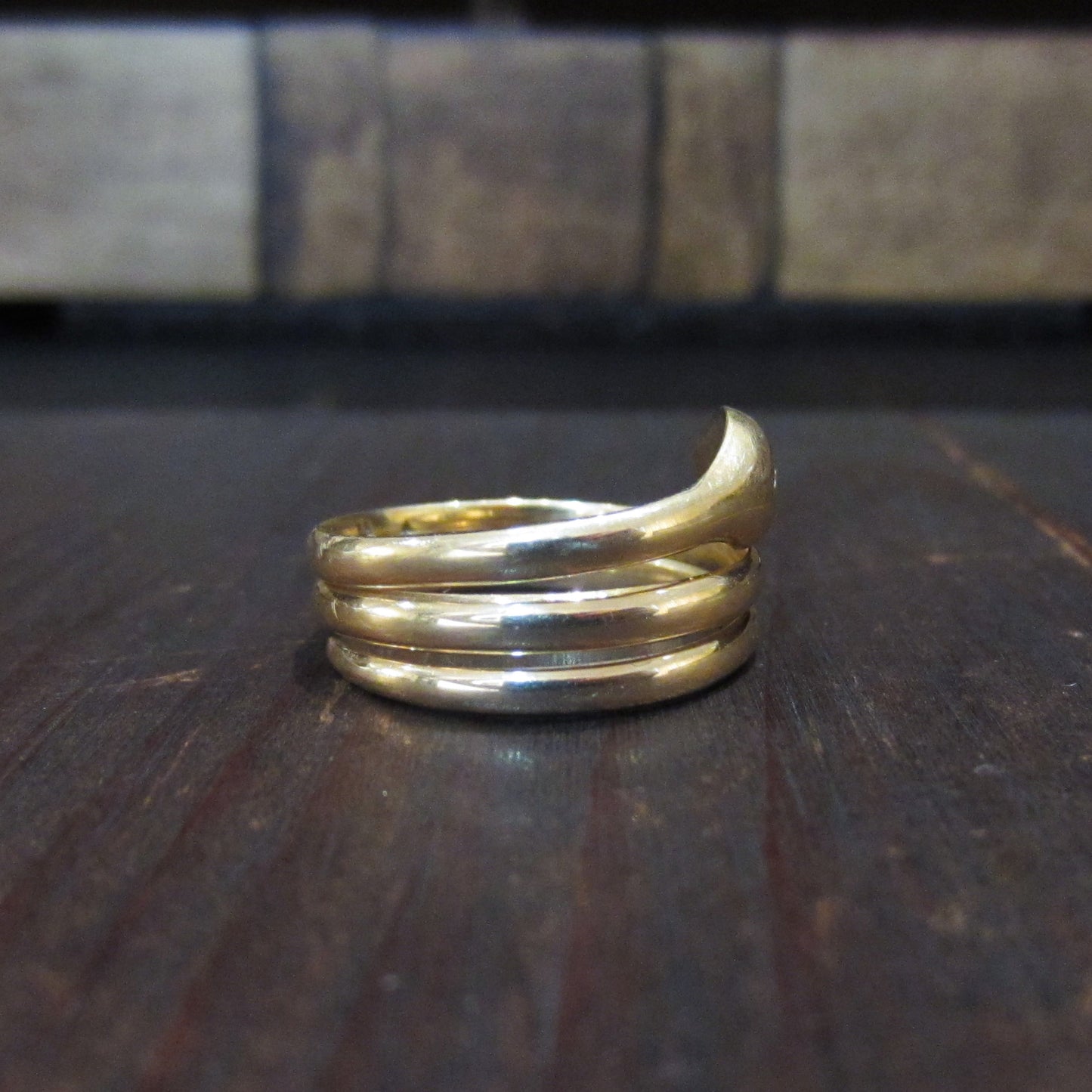 Victorian Old Mine Diamond Snake Ring 14k c. 1890, size 10