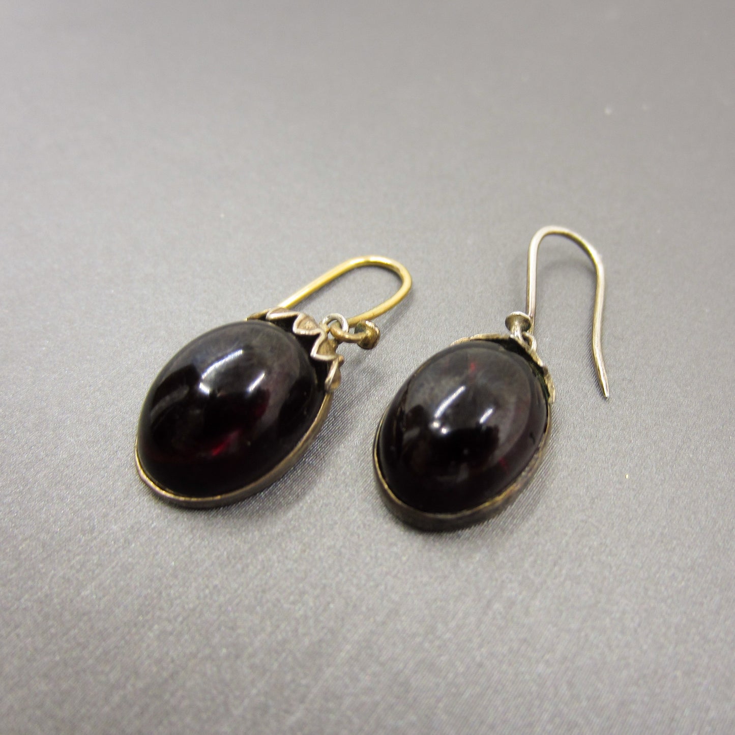 Vintage Garnet Drop Earrings Gilt Silver c. 1930