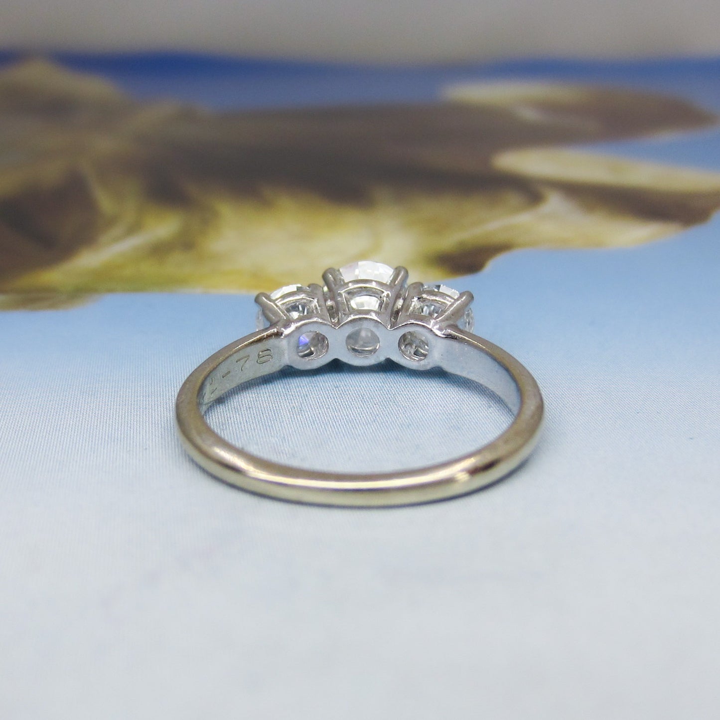 Vintage Three Diamond Engagement Ring 14k c. 1978