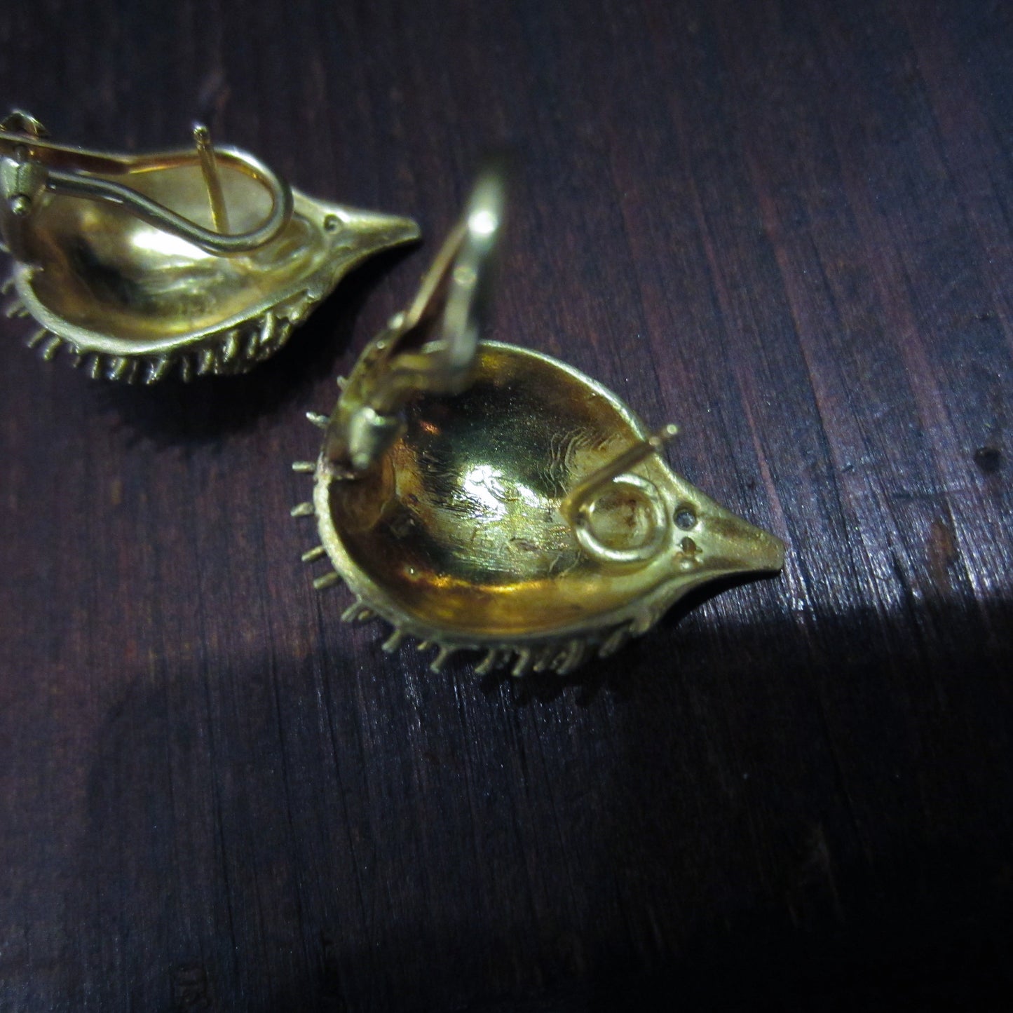 SOLD-Mid Century Peter Lindeman Diamond Hedgehog Earrings 18K c. 1960
