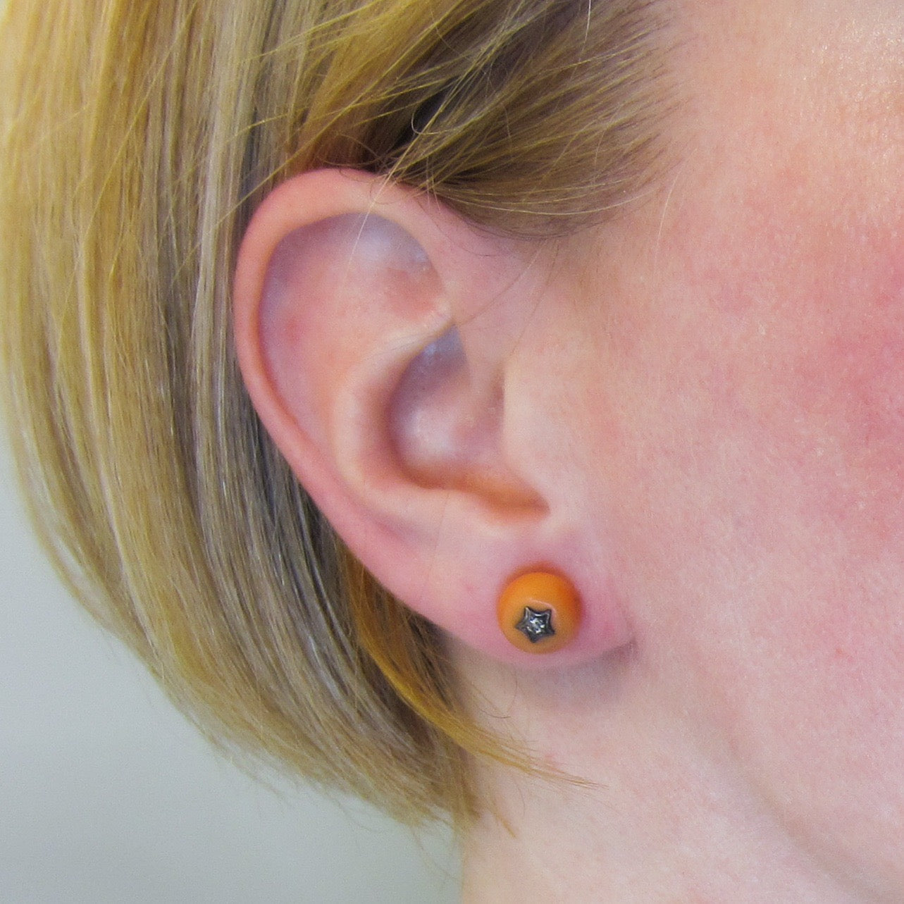 Victorian Diamond and Coral Studs Silver/14k c. 1890