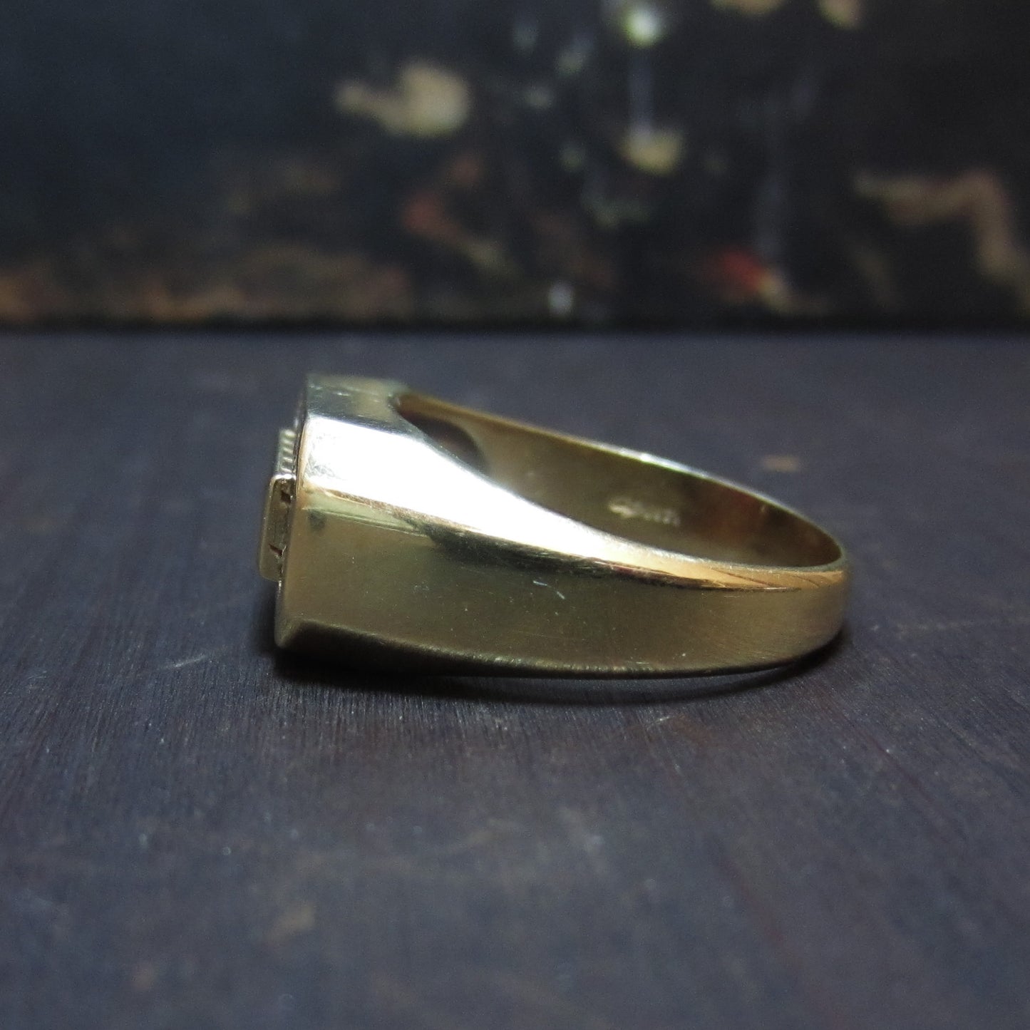 Vintage Ruby and Diamond Signet Ring 14k c. 1970