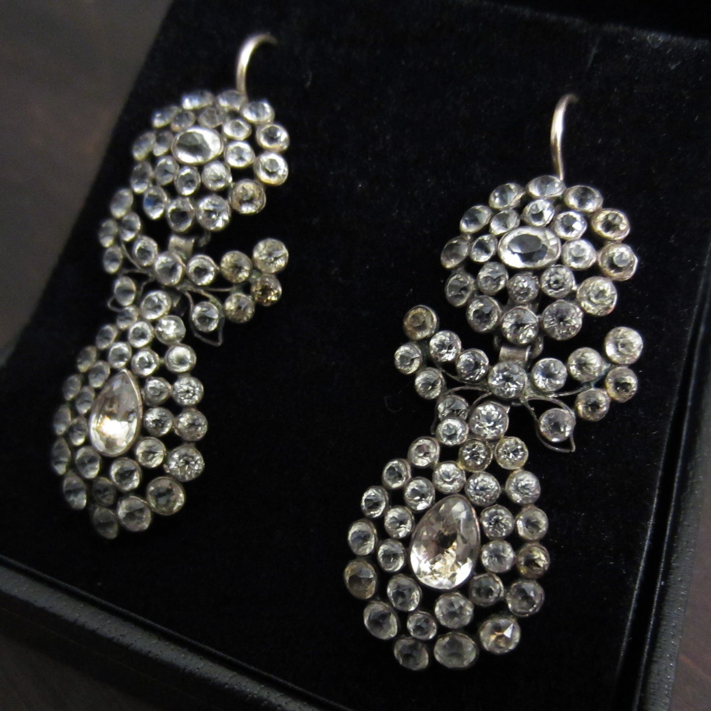 Georgian 18th Century Paste Earrings Silver/9k c. 1780