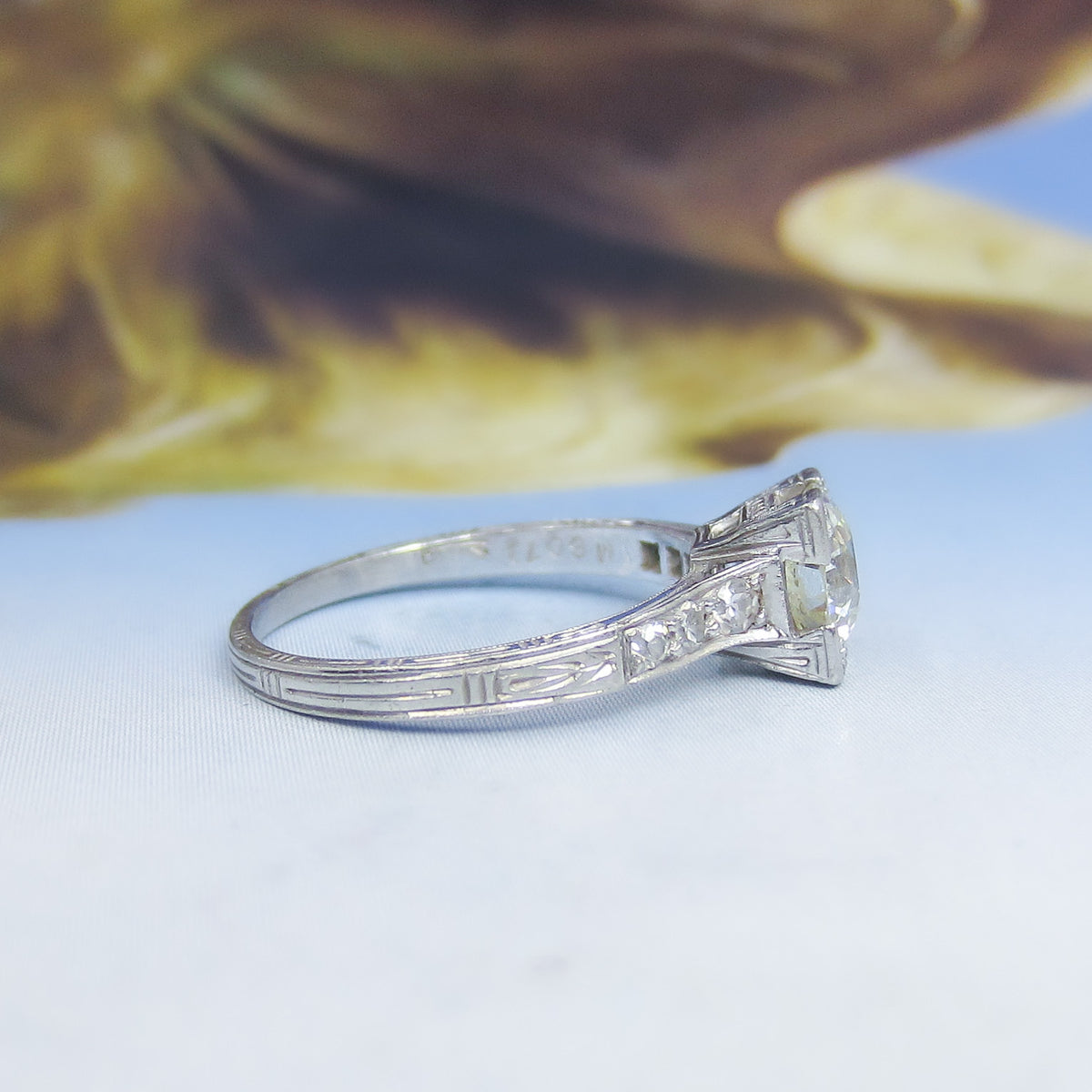 Art Deco Old European .98ct Diamond Engagement Ring Platinum c. 1920