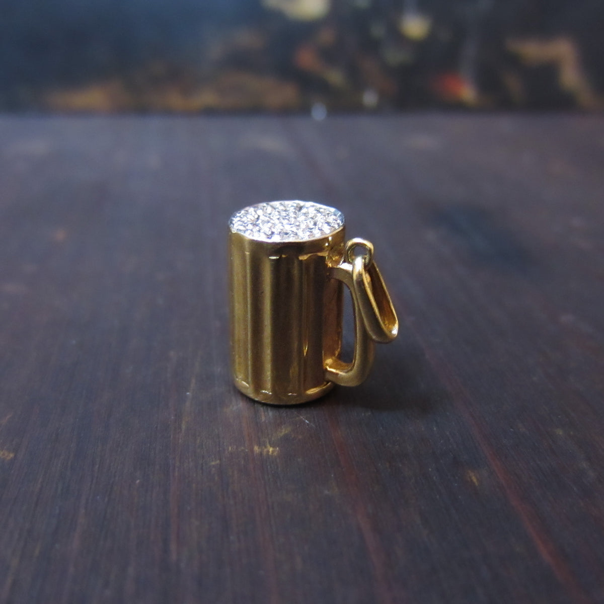 Vintage Diamond Mug of Beer Charm 14k c. 1960