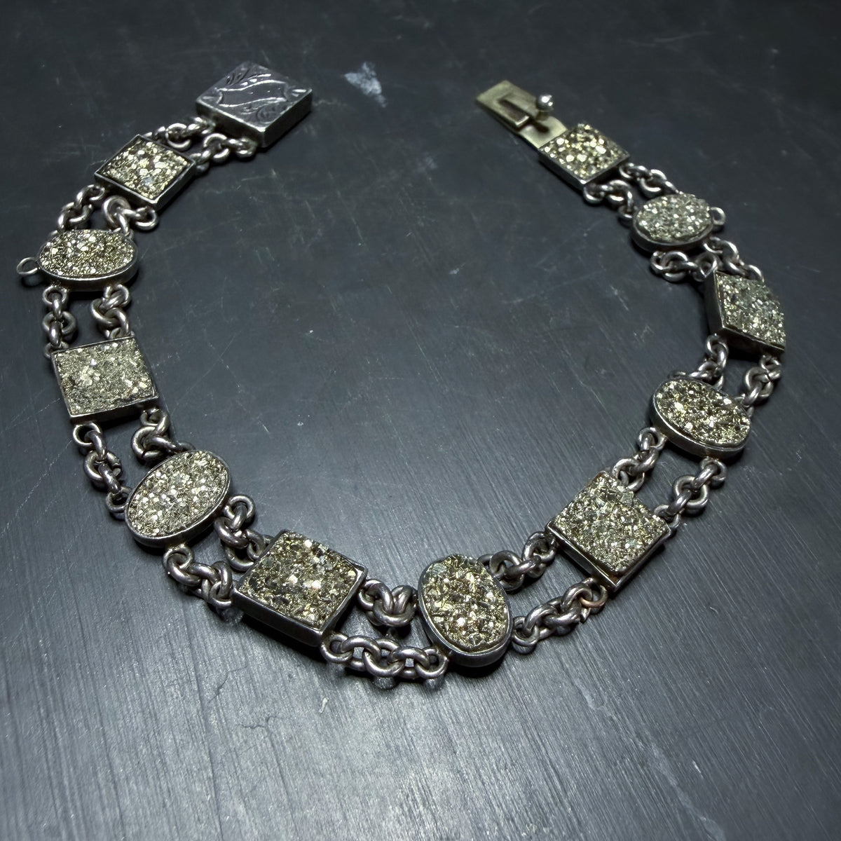 Art Deco Pyrite Bracelet Sterling c. 1930
