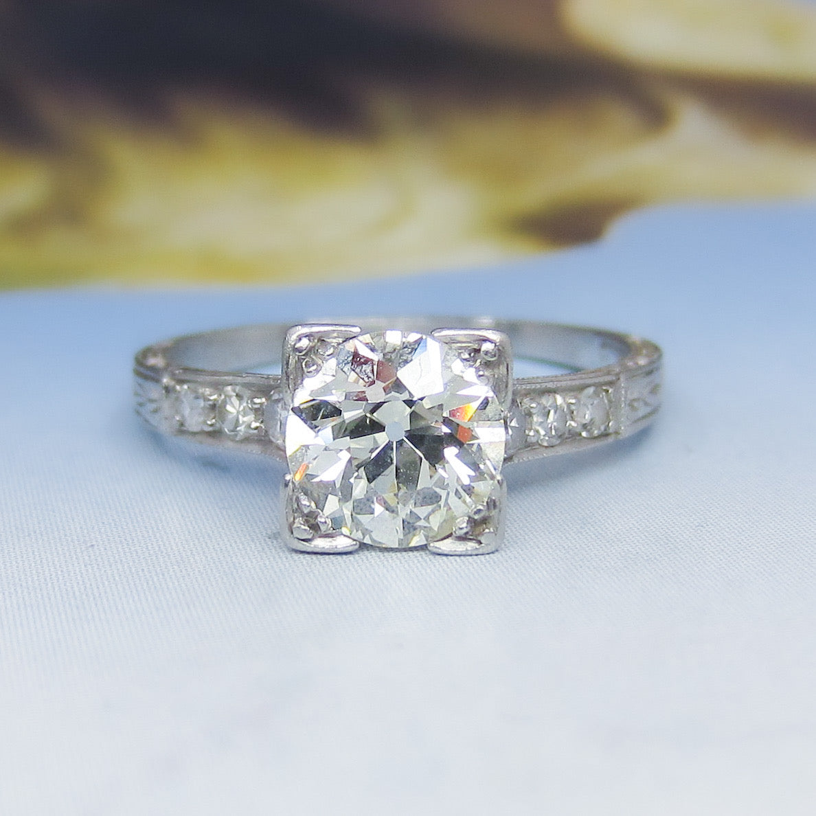 Art Deco Old European .98ct Diamond Engagement Ring Platinum c. 1920