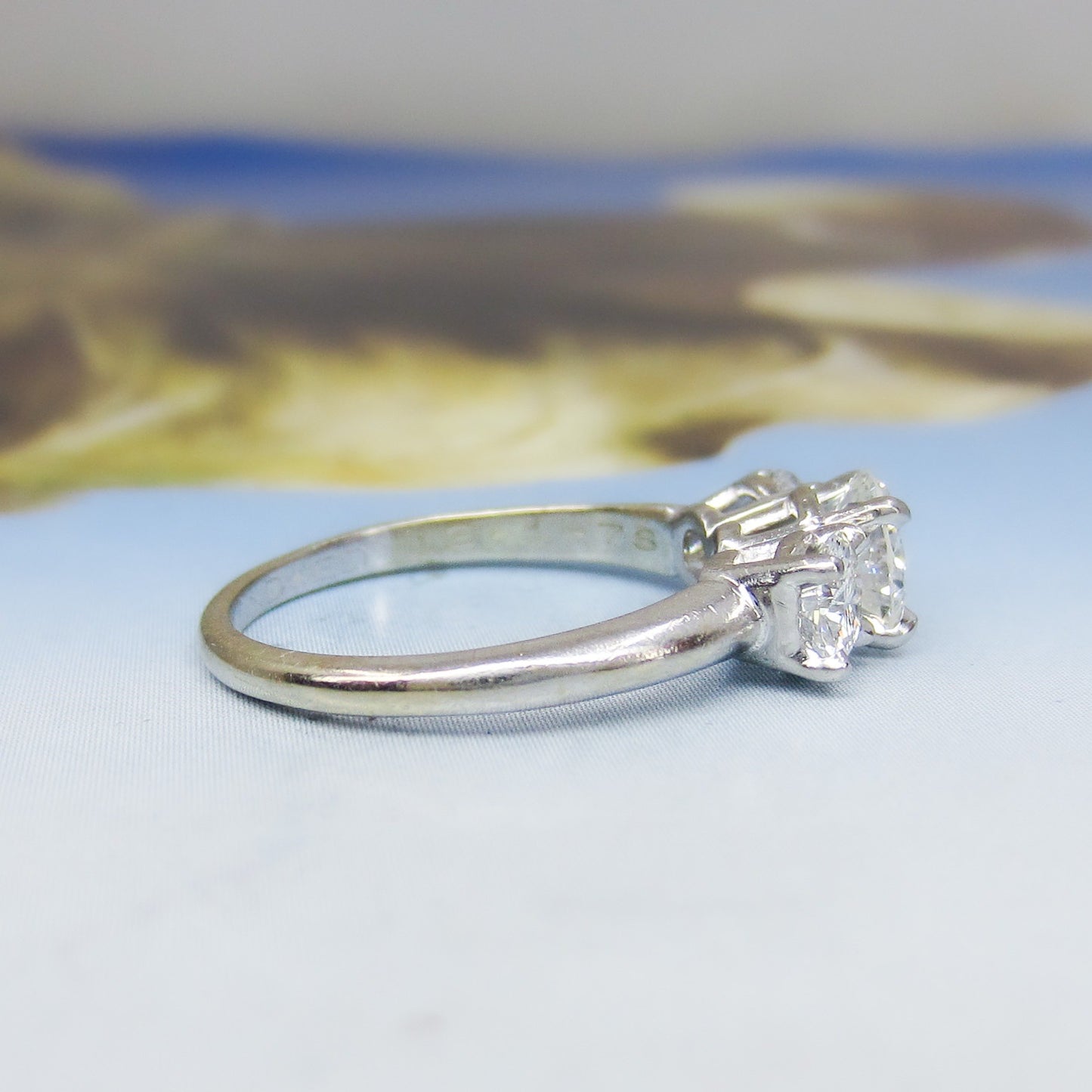 Vintage Three Diamond Engagement Ring 14k c. 1978