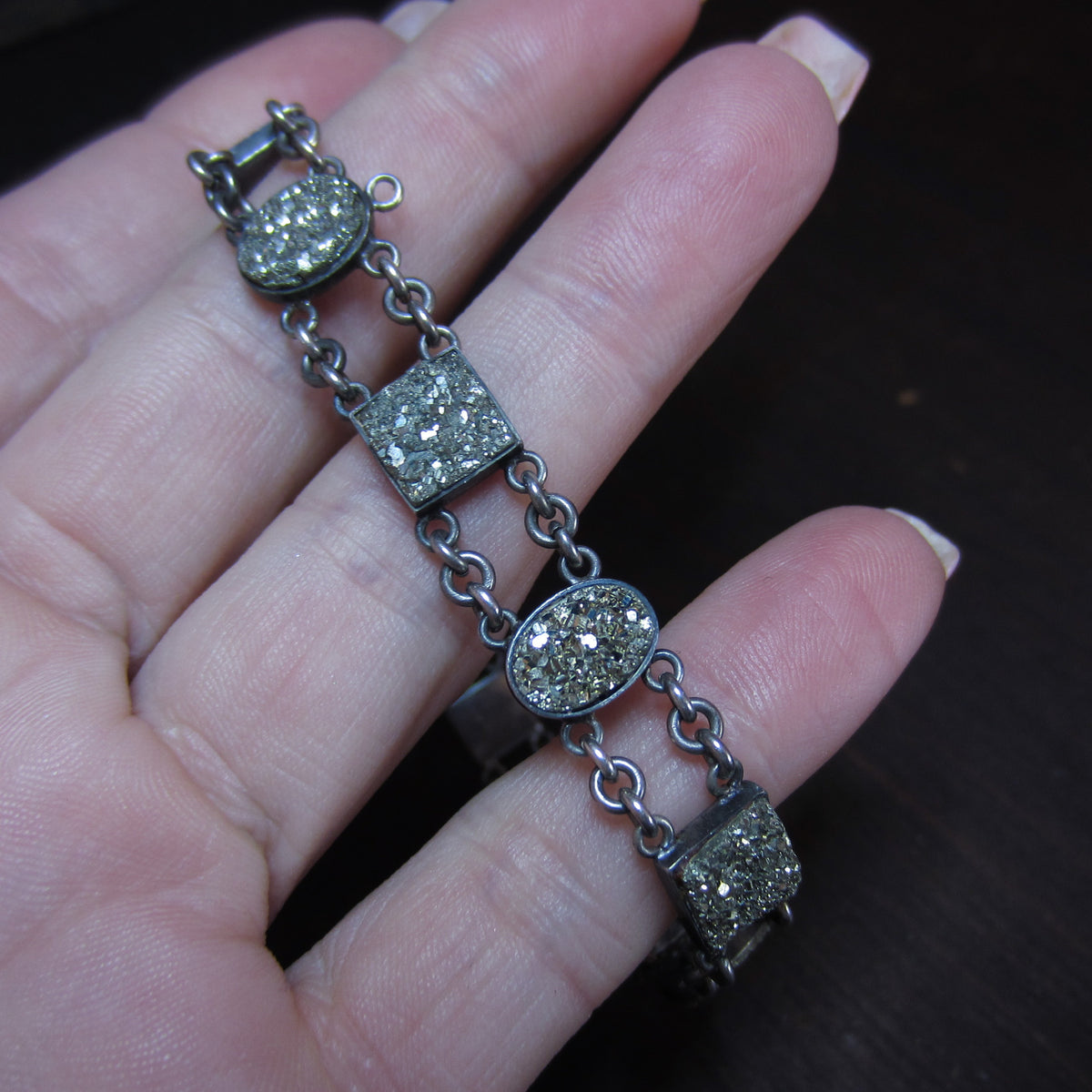 Art Deco Pyrite Bracelet Sterling c. 1930