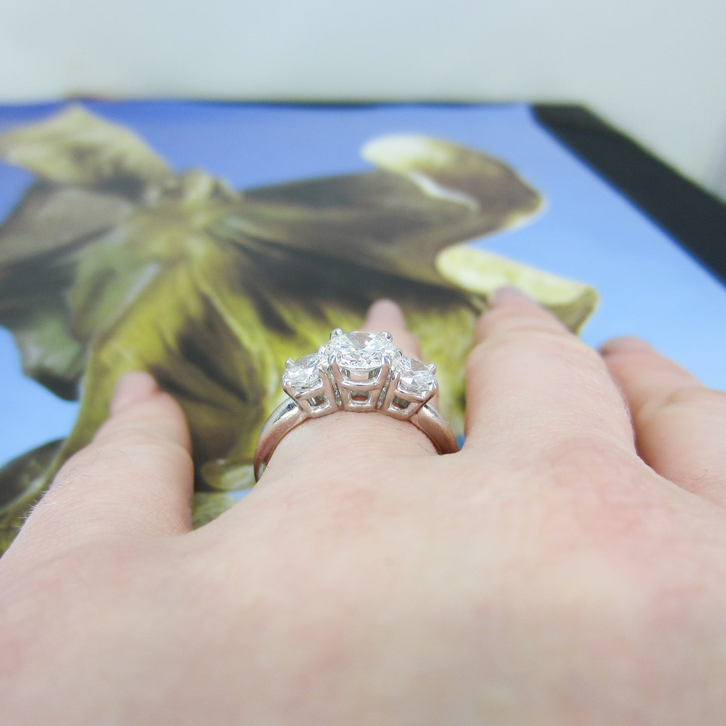 Vintage Three Diamond Engagement Ring 14k c. 1978