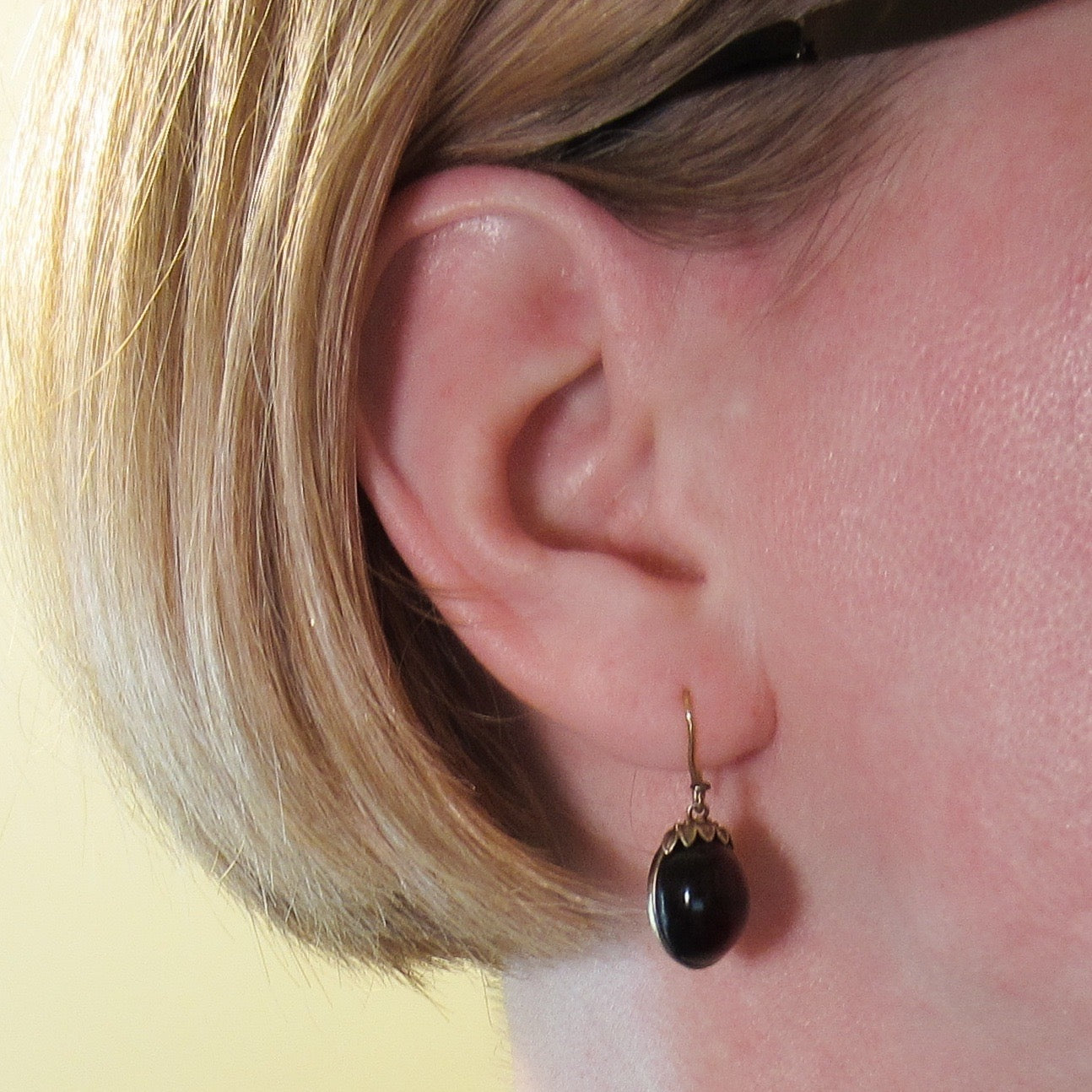 Vintage Garnet Drop Earrings Gilt Silver c. 1930