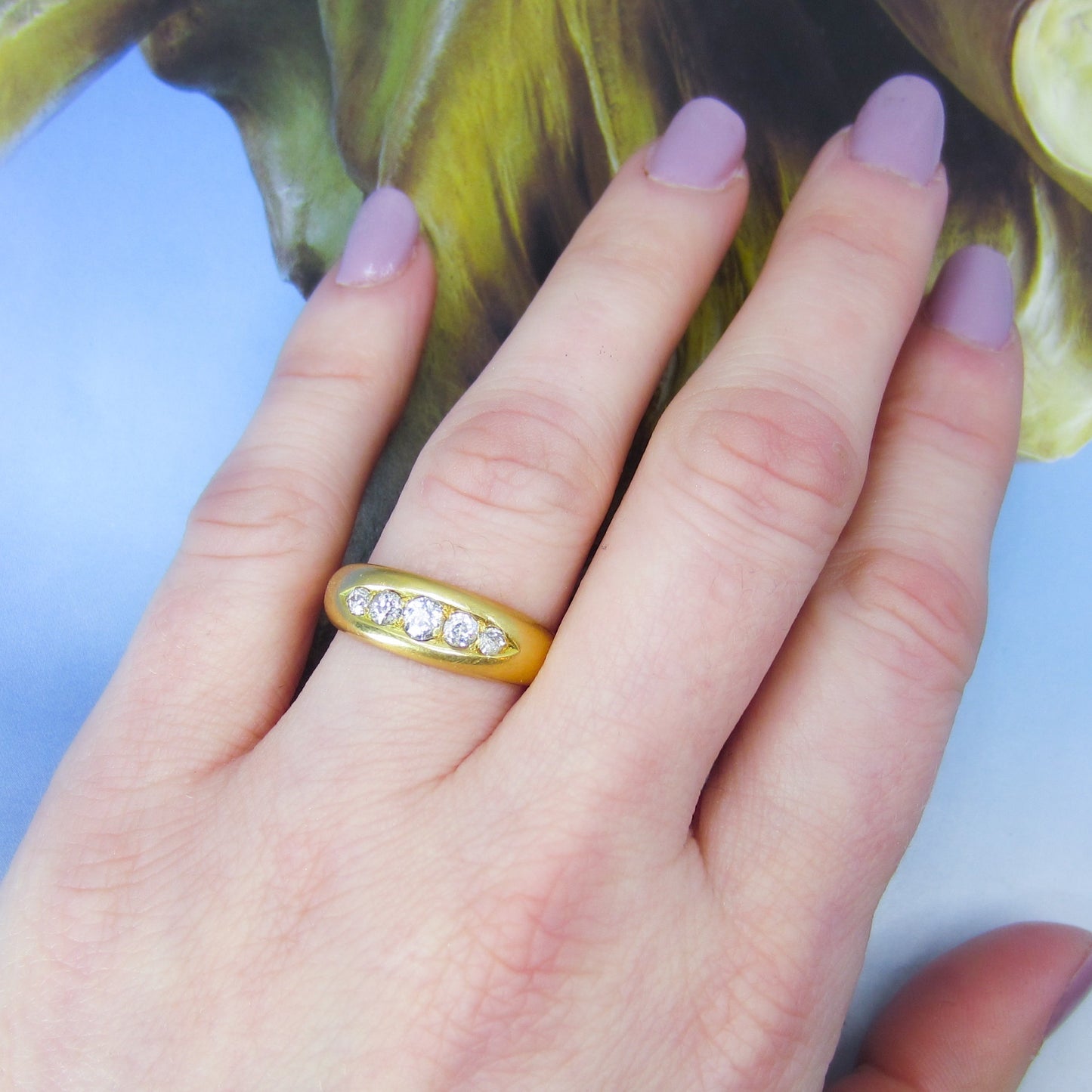 Victorian Five Diamond Band 18k, British c. 1900