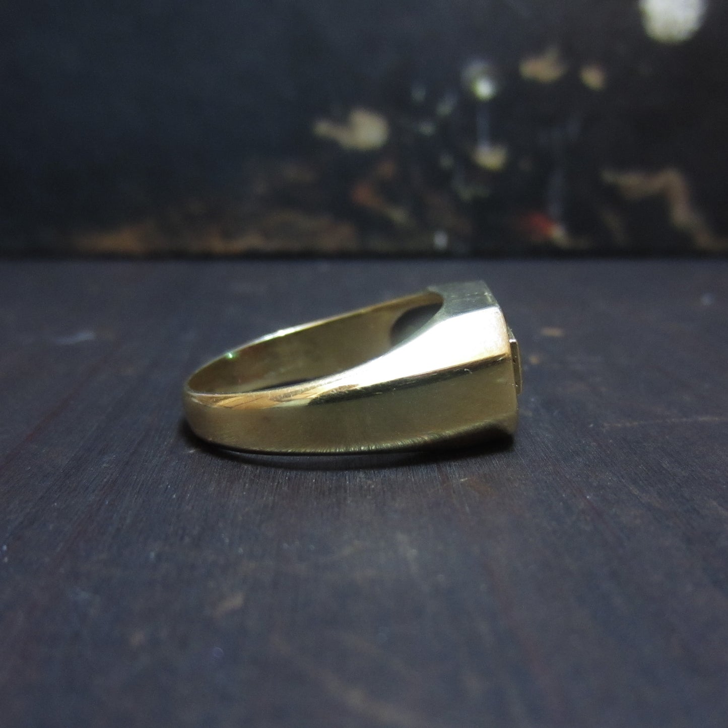 Vintage Ruby and Diamond Signet Ring 14k c. 1970