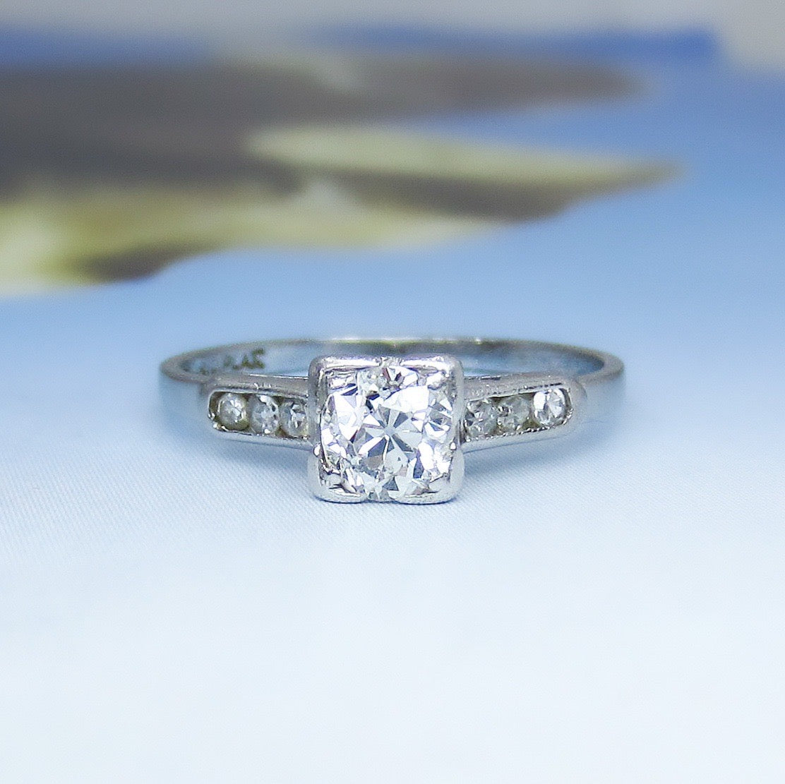 Art Deco Old Mine Diamond .30ct Engagement Ring Platinum c. 1930