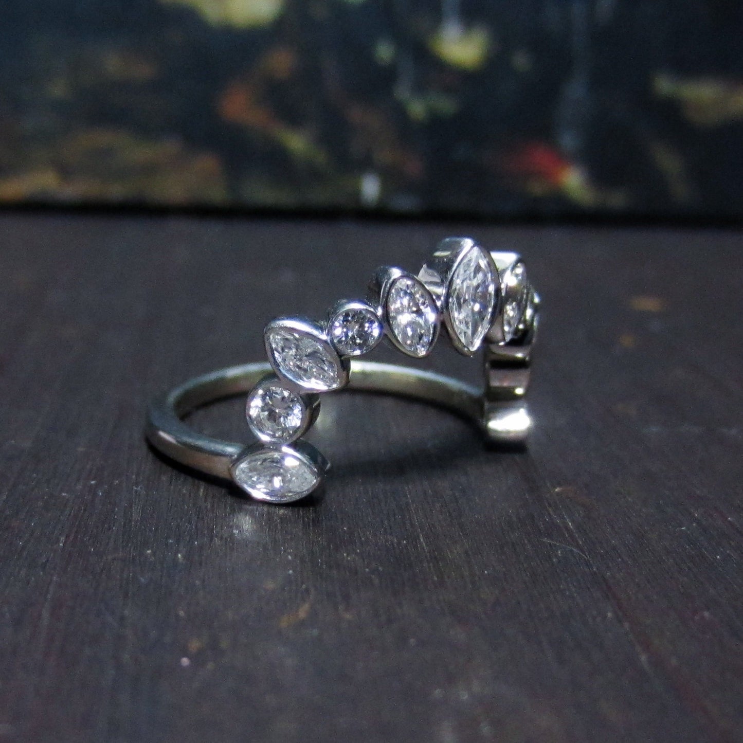 Estate Marquise Diamond Tiara Ring 14k